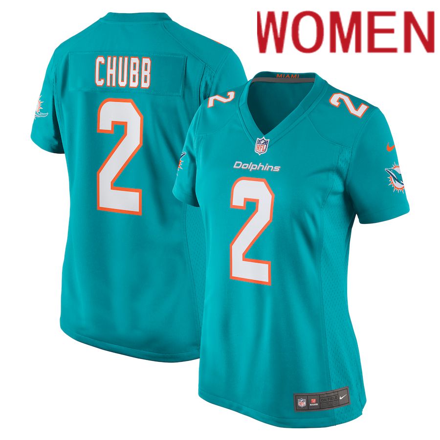 Women Miami Dolphins #2 Bradley Chubb Nike Aqua Game Player NFL Jersey